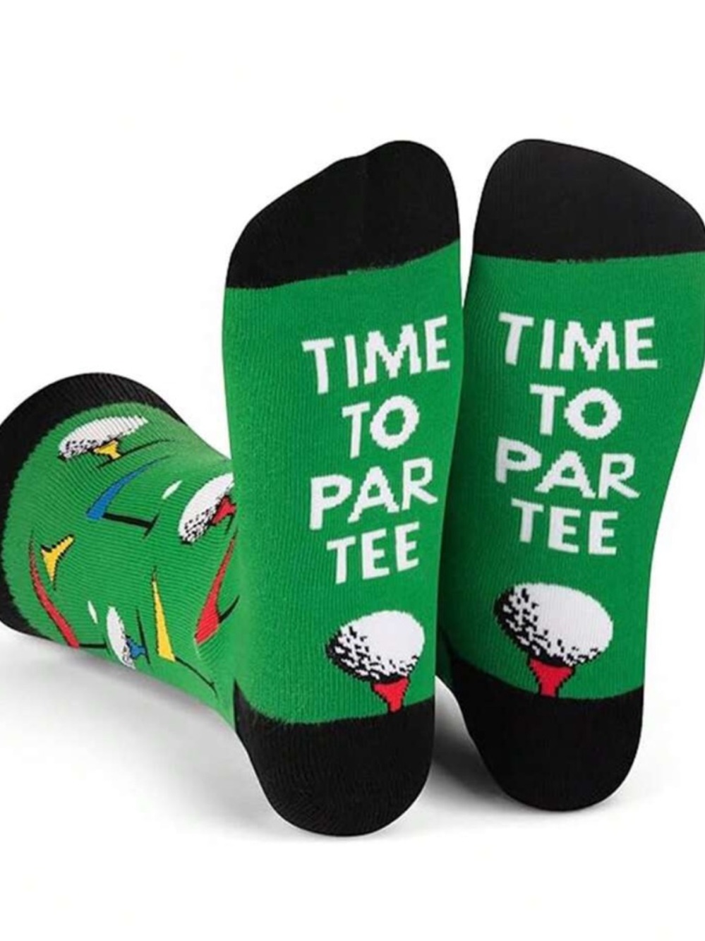 Time to Par Tee Green Golf Crew Socks